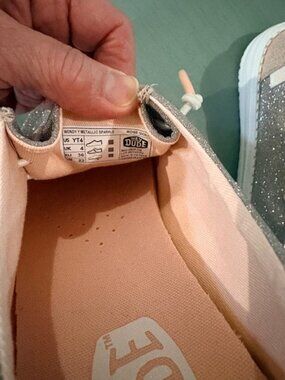 Hey Dudes Sparkly Silver Youth size 4